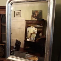 French 19 cent silver plated mirror . 110 cm hi , 80 cm wide .